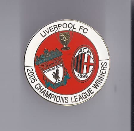 2005 Champions League Final Winners Badge(Liverpool v AC Milan)(WHITE).